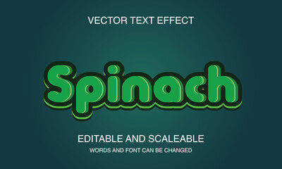 Spinach Editable 3D text style effect vector template