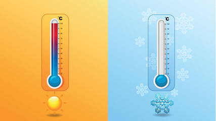 Thermometer for Hot and Cold Weather Vector Illustration