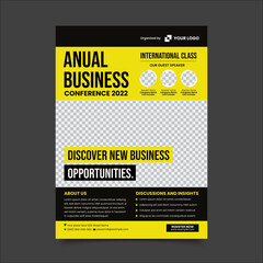 Obraz premium Yellow Black Modern Business Conference Flyer