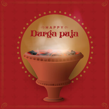 isolated durga puja dhunuchi vector illustration