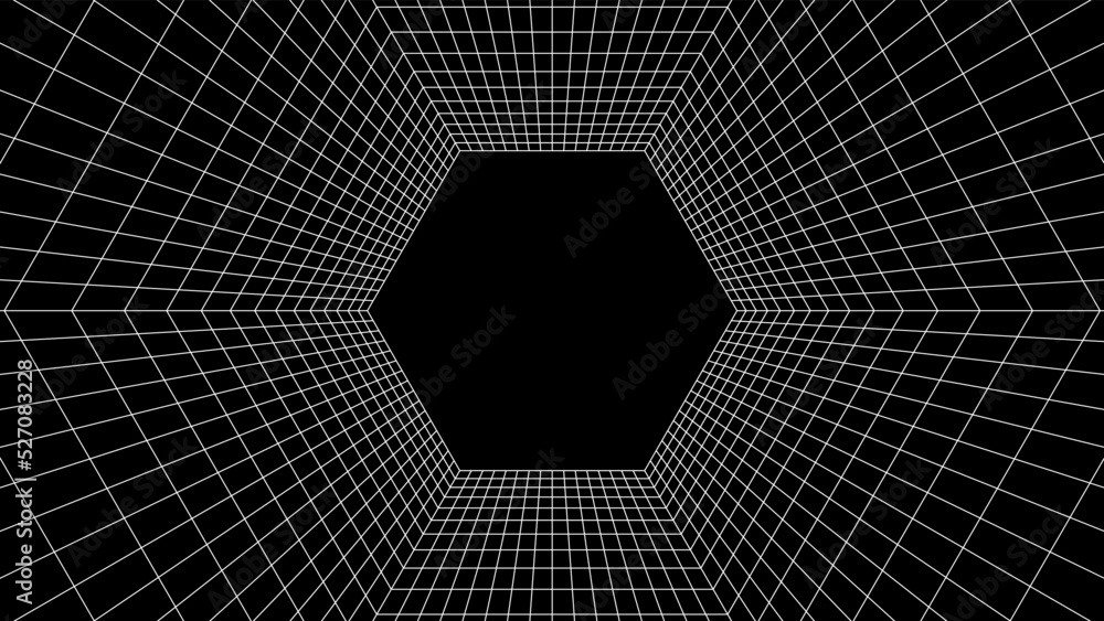 Poster Abstract 80s styled computer background. Sci-fi architecture interior with retro lines. Synthwave or retrowave grid room.