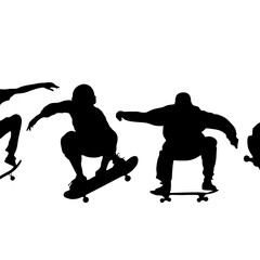 silhouettes of skateboarders on a white background