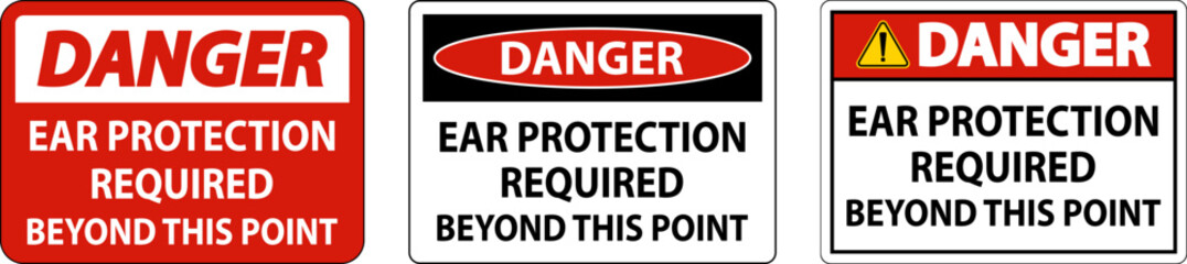 Danger Ear Protection Required Sign On White Background