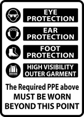 The Required PPE Must Be Worn Sign