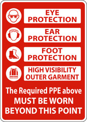 The Required PPE Must Be Worn Sign
