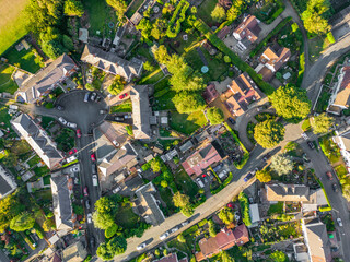 Aerial view of residential area in Pool in Wharfedale