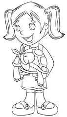 Girl. Element for coloring page. Cartoon style.