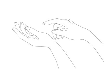 hand gestures linear drawing sympathetic woman hands