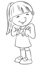 Girl. Element for coloring page. Cartoon style.