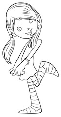 Girl. Element for coloring page. Cartoon style.