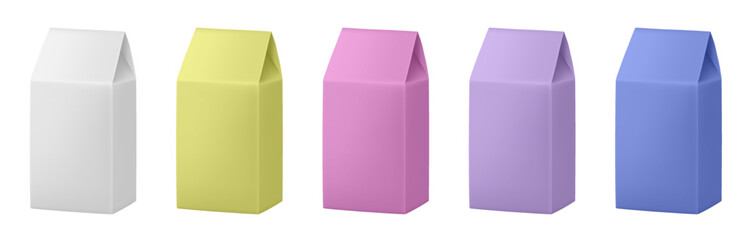 Fototapeta premium Blank cardboard package boxes mockup. Box set. White, green, pink, purple and blue Korean packaging for foood or cosmetics