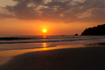 Sunset over the Manuel Antonio beach, Costa Rica.