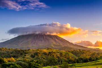 Arenal volcano under the clouds, Costa Rica.
