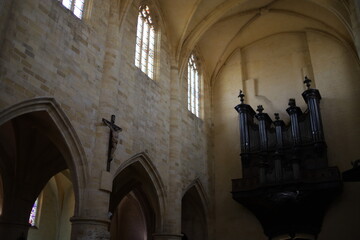 La cathédrale Saint Sacerdos, de style gothique, intérieur de l'église, ville Sarlat La Caneda, département de la Dordogne, France