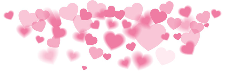 Pink hearts illustration on a white background - love heart for valentines day background - design banner
