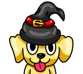 Stylized Adorable Halloween Wizard Dog