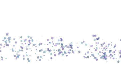 Semi-transparent purple and blue isolated snowflakes