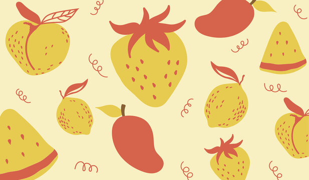 Cute fruit doodle pattern background vector design

