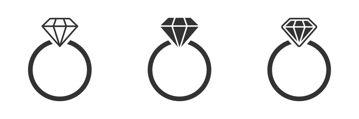 Diamond engagement ring icon. Ring diamond icon. Vector illustration. - obrazy, fototapety, plakaty