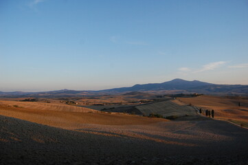 hilly landscape in Tuscany, Italy (place of the gladiator film)