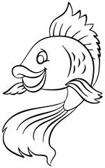 Goldfish. Element for coloring page. Cartoon style.