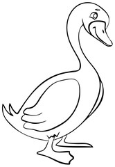 Goose. Element for coloring page. Cartoon style.
