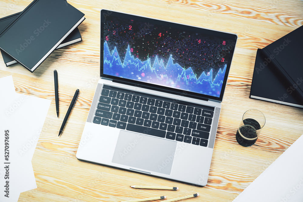 Aufkleber computer monitor with abstract creative analytics data spreadsheet, analytics and analysis concept. 