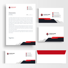 black and red business stationary set
