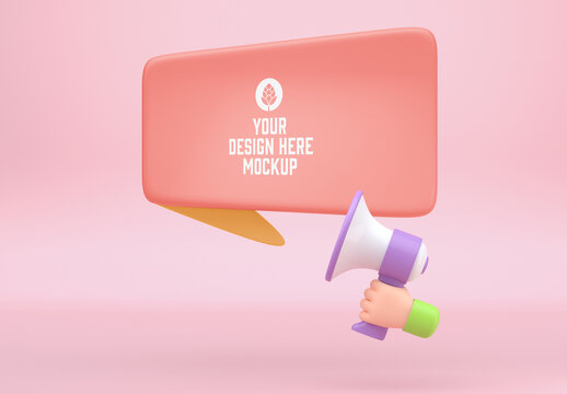 Comic Speech Bubble with Megaphone Mockup