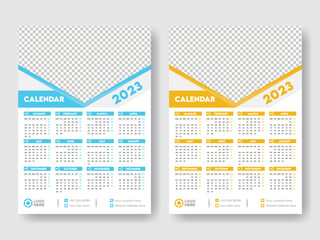 Calendar 2023 week start Monday corporate design template vector.