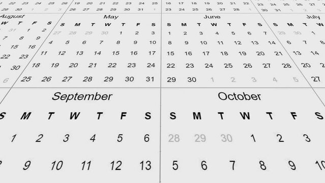  Calendar element scrolling across on a tilt time passing element or simplistic background loop 