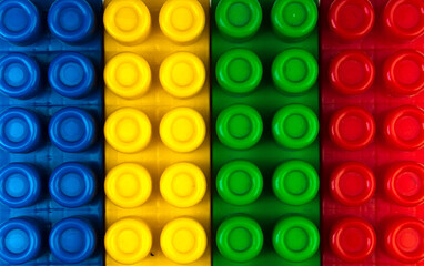 Educational toy, constructor for children Isolated on white background. Top view with copy space.