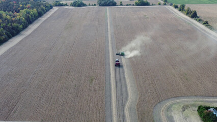 Combine on a Farm