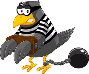 Obraz premium Jail Bird Cartoon Character. Vector Hand Drawn Illustration Isolated On Transparent Background