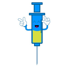 illustration vector graphic of syringe character kawaii