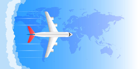 Airplane flying over the world illustration vector