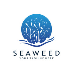 seaweed logo design with vector illustration template