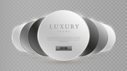 Abstract background with silver circles. Frame of white, gray and black circles with shiny effect. Vector illustration