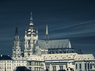 Beautiful view with the Prague Castle. close up detail.