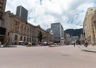 19th avenue with San Francisco Palace and Colombian central bank in bogota downtown city