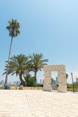 Fototapeta na wymiar Old Jaffa Tel Aviv, Israel. City view and sight. Abrasha park. Sightseeing and tourism in Israel, Middle East. 