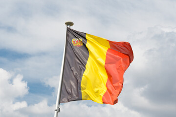 Blue skies and the Belgian flag. horizontal