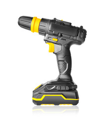 New modern cordless drill machine isolated on white background
