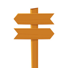 Wooden signpost vector. Wooden signpost icon. Colored silhouette. Vertical view. Vector flat simple graphic illustration.