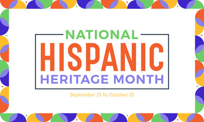 National hispanic heritage month. Hispanic heritage month horizontal banner template with colorful text on white background. Vector illustration.