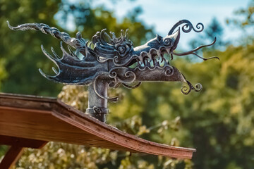 Stylized iron dragon head at the Knight Games 2022, Ortenburg, Bavaria, Germany