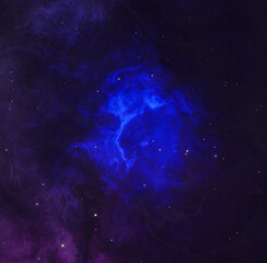 Deep space nebula, blue color nebula, 3d render