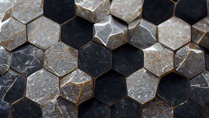 Gray rock hexagon pattern texture.