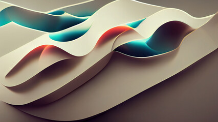 abstract infographic waves, modern 3d effect line with blue and red