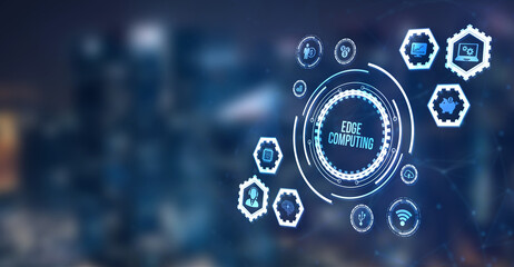 Internet, business, Technology and network concept. Edge computing modern IT technology on virtual screen. 3d illustration.